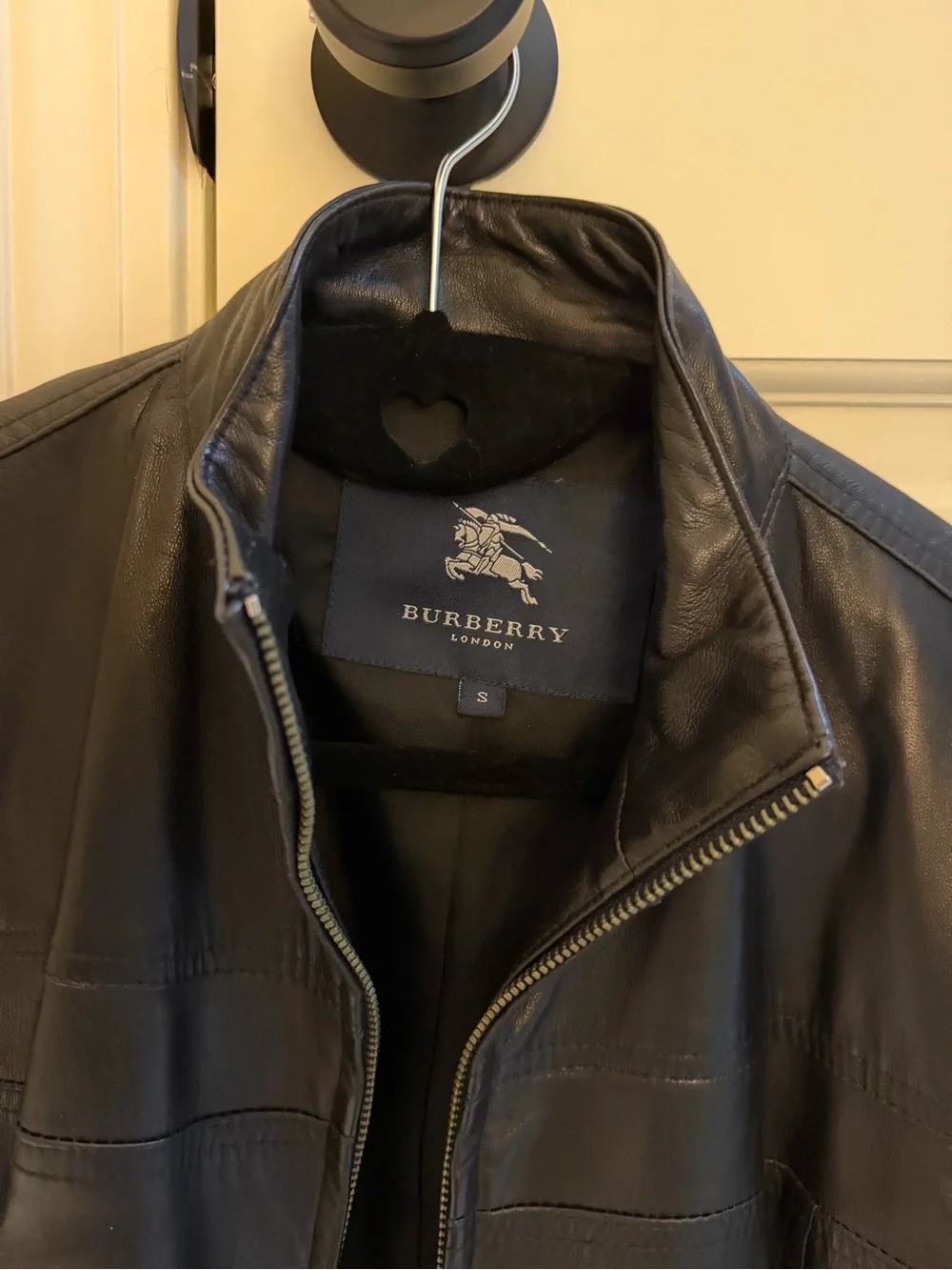 Burberry Black Leather Zip-Up Jacket - Picture 2 of 5